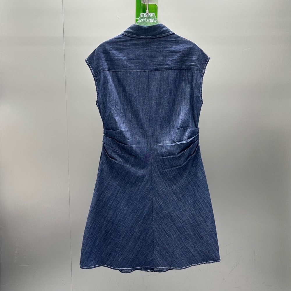 Prada leather button-up denim dress - Picture 2 of 6